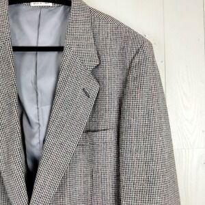 Jeremy Smythe Sport Coat Mens‎ 44R Gray Check Linen Wool Blend Blazer Sport Coat